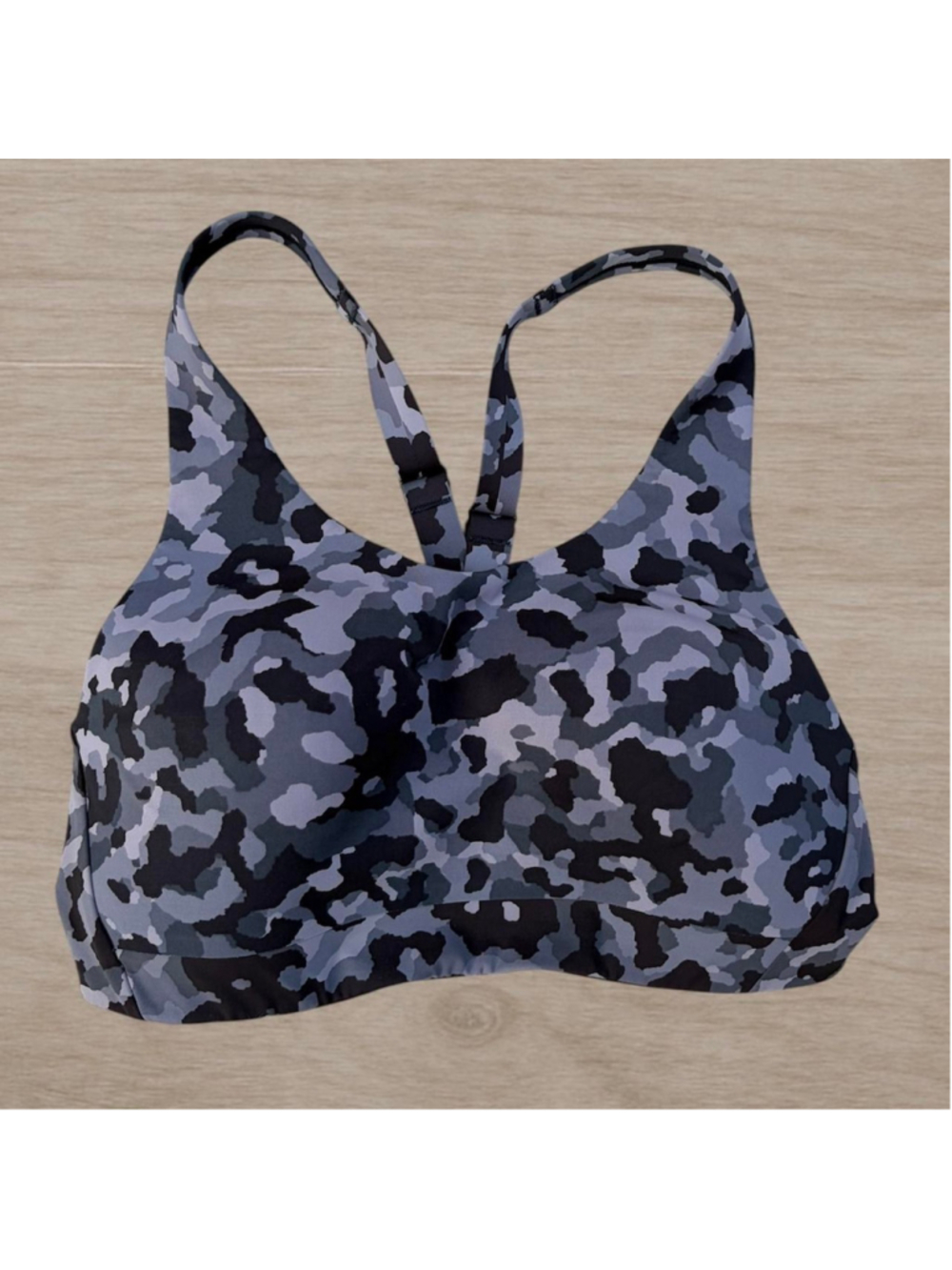 Athleta Advance High-Impact Sports Bra Grey Camo Molded Cup | Sz 32D | EUC